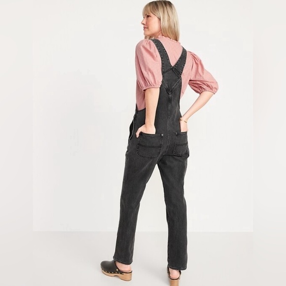 NWT! Slouchy Straight Black Wash Workwear Nonstretch Jean Overalls - Size 16 💛 - Picture 2 of 9